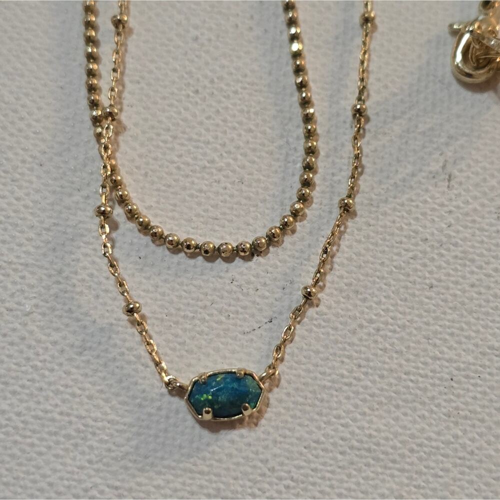 Kendra Scott Emilie Gold Multi Strand Necklace in Marine Opal